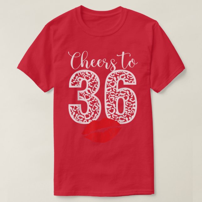 T-shirt Joyeux anniversaire Leopard Bor 36 ans lèvres (Design devant)