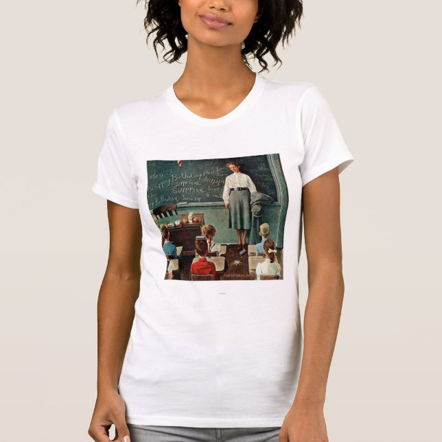 T-shirt Joyeux anniversaire, Miss Jones par Norman Rockwel (Devant)