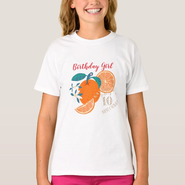 T-shirt Joyeux Anniversaire Orange Fruité  (Devant)