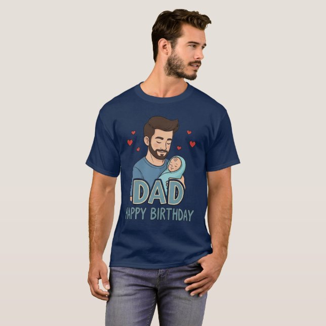 T-shirt Joyeux Anniversaire Papa (Devant entier)