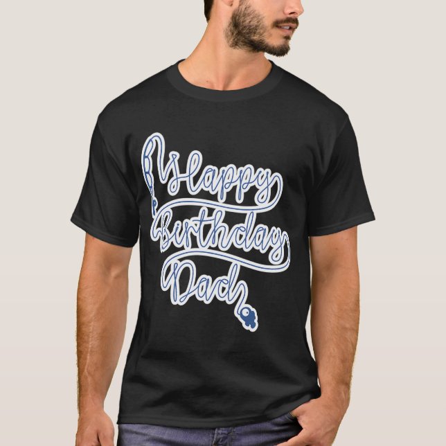 T-shirt Joyeux Anniversaire Papa Conception de Ligne de Pê (Devant)