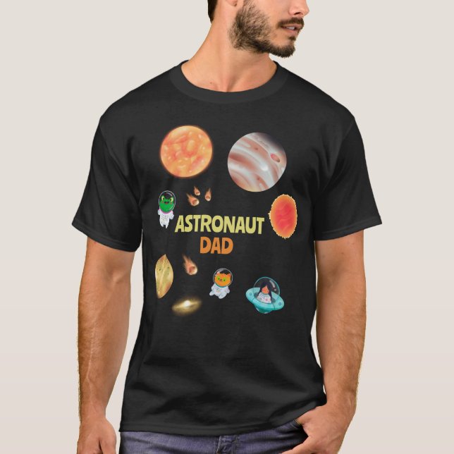 T-shirt Joyeux anniversaire papa dans l'espace (Devant)