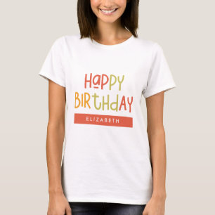 T-shirt Joyeux Anniversaire Preppy Jouer Amusant Simple Sa