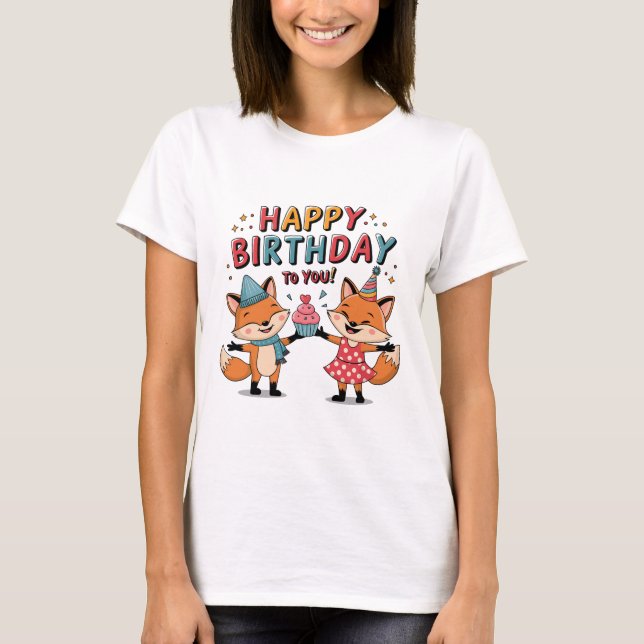 T-shirt Joyeux Anniversaire Renards (Devant)