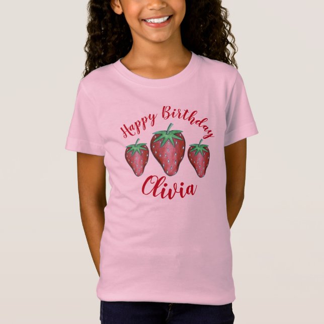 T-Shirt Joyeux Anniversaire Rose Red Sweet Fraise Berries (Devant)