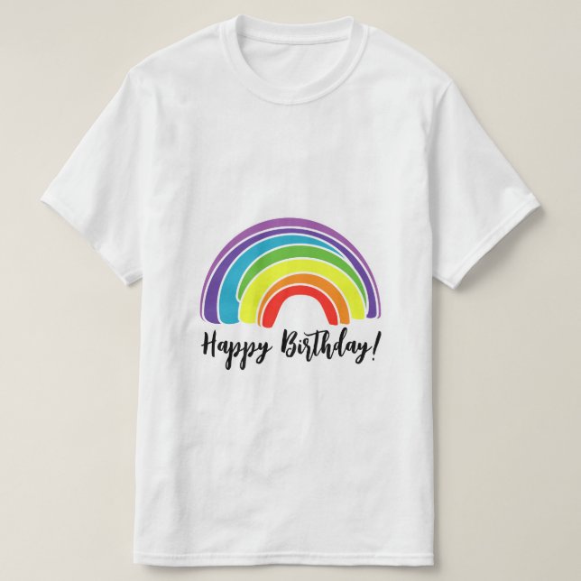 T-shirt Joyeux anniversaire sur Rainbow Theme Party (Design devant)