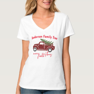 T-shirt Joyeux arbre de Noël Camion Famille Arbre de Noël