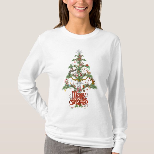 T-shirt Joyeux ARBRE DE Noël DE CHÈVRE D'AMOUR (Devant)