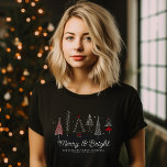 T-shirt Joyeux arbre de Noël moderne et lumineux<br><div class="desc">Obtenez Joyeux et brillant style avec notre Tee Arbre de Noël rétro! 🎄 Customisez avec votre nom de famille et un message personnalisé pour plus de gaieté de vacances. La mode festive à son meilleur ! 🎅 #MerryandBright #RetroChristmas</div>