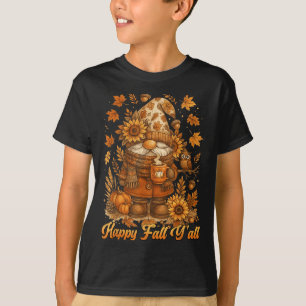 T-shirt Joyeux Automne à Tous Gnome Citrouille Automne Act