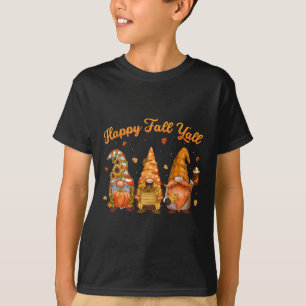 T-shirt Joyeux Automne à Tous Gnome Citrouille Feuilles D'