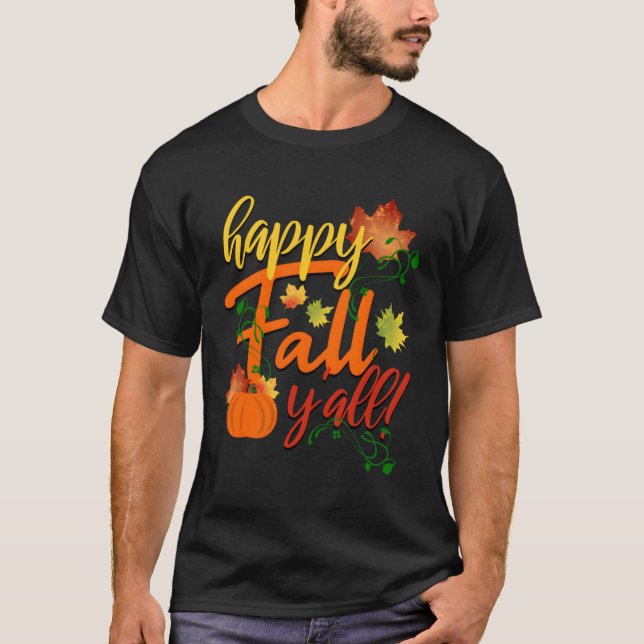 T-shirt Joyeux automne Y'All Fall Harvest Citrouille autom (Devant)