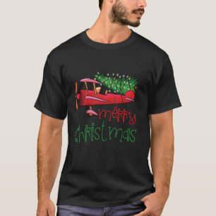 T-shirt Joyeux avion de Noël Arbre de Noël Pilote