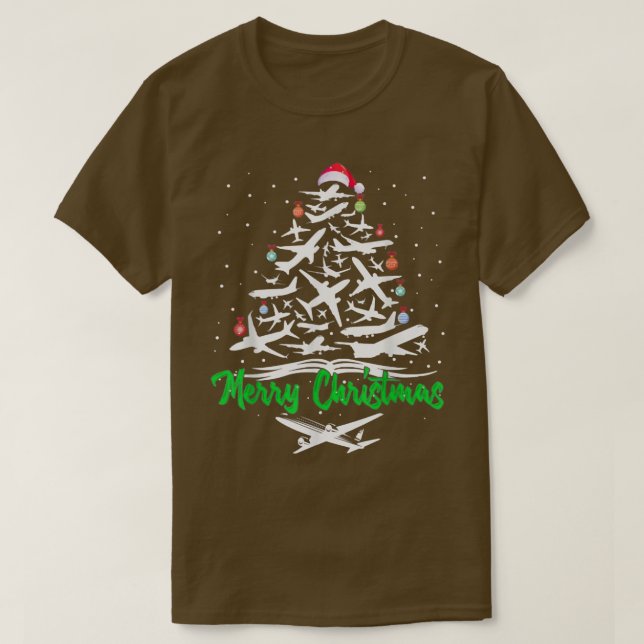 T-shirt Joyeux avion de Noël Arbre de Noël Plane Xma (Design devant)