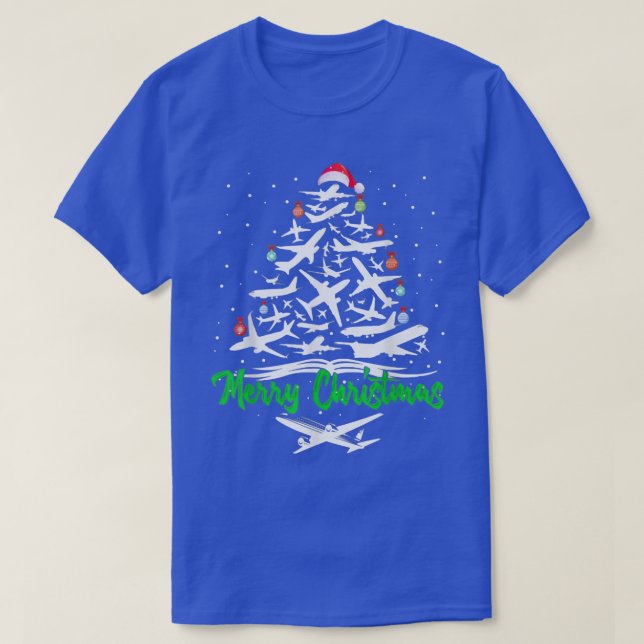 T-shirt Joyeux avion de Noël Arbre de Noël Plane Xma (Design devant)