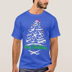 T-shirt Joyeux avion de Noël Arbre de Noël Plane Xma