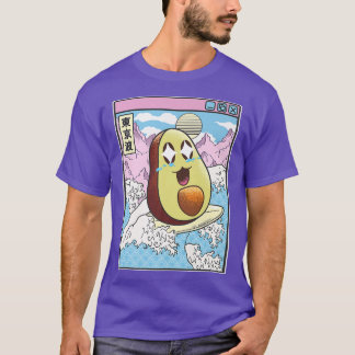 T-shirt Joyeux Avocado Surf Japanes Waves Kawaii Anime V