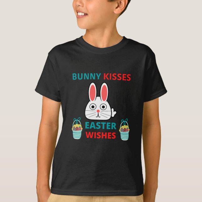 T-shirt Joyeux Baisers Et Souhaits De Lapin De Pâques (Devant)