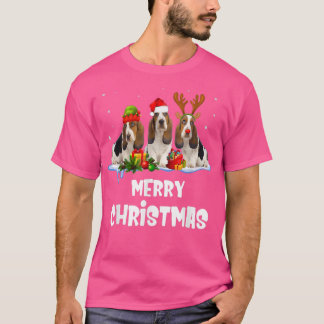 T-shirt Joyeux Basset Hound Chien de Noël Pyjama Reindeer 