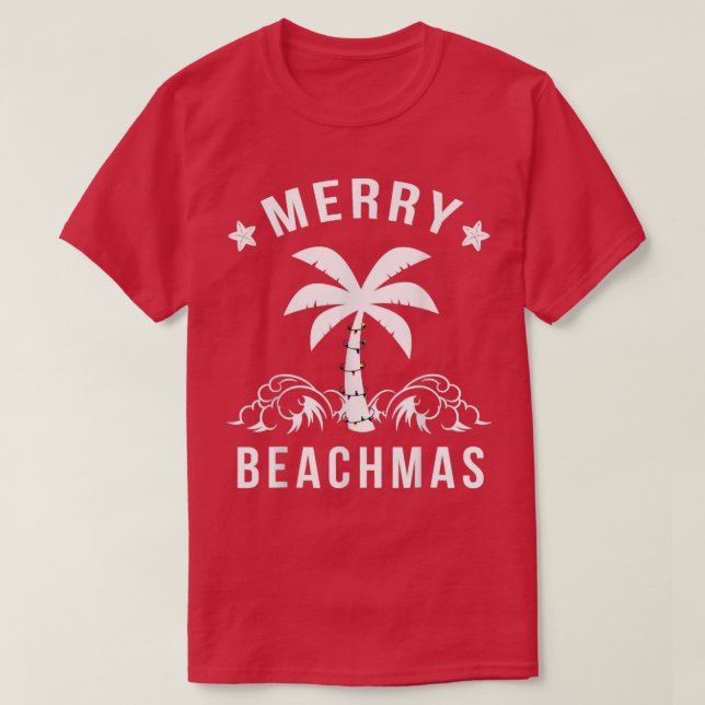 T-shirt Joyeux Beachmas Palm Tree Beach Noël (Design devant)