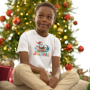 T-Shirt Joyeux Beachmas Père Noël Surfing Retro Design