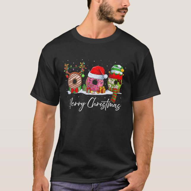 T-shirt Joyeux beignets de Noël Père Noël Pyjama de Noël D (Devant)