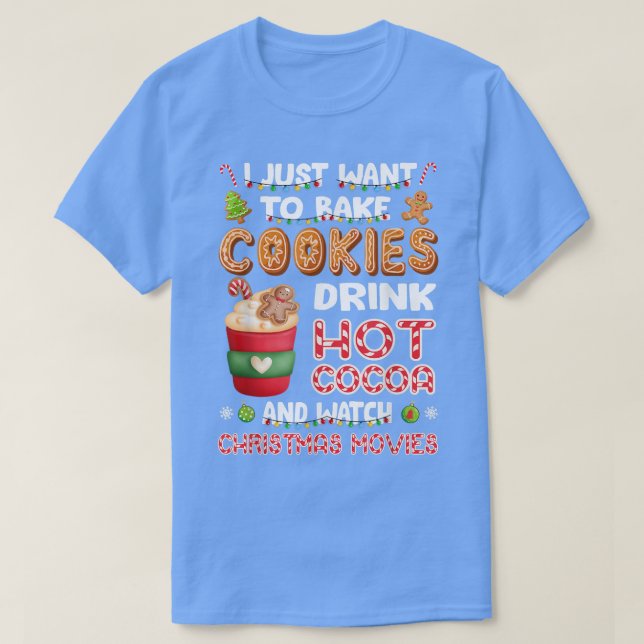 T-shirt Joyeux biscuits de gâteau chaud cacao drôle Noël (Design devant)