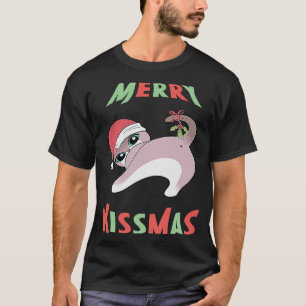 T-shirt Joyeux Bisous Noël Chat Fesses Noël Gui Noël