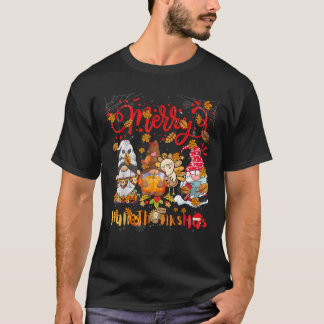 T-shirt Joyeux Bon Hallothanksmas Gnomes Halloween Merci