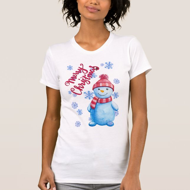 T-shirt Joyeux bonhomme de neige de Noël (Devant)