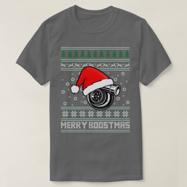 T-shirt Joyeux Boostmas Turbo Noël laid (Design devant)