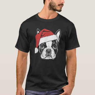 T-shirt Joyeux Boston Terrier Père Noël Chien sur Boston T