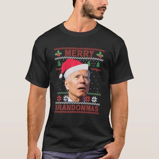 T-shirt Joyeux Brandonmas Brandon Anti Biden Vileux Noël (Devant)