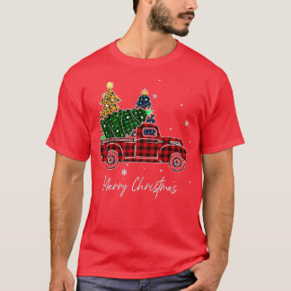 T-shirt Joyeux Buffalo Camion Arbre Rouge Plaid Pour M