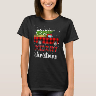 T-shirt Joyeux Buffalo Camion Arbre Rouge Plaid Pour M
