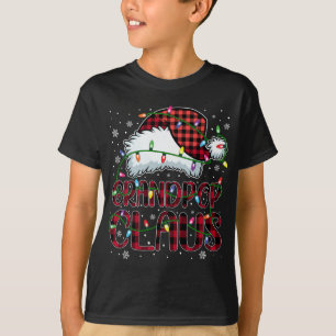 T-shirt Joyeux Buffalo de Noël Plaid Red Santa Hat Grandp
