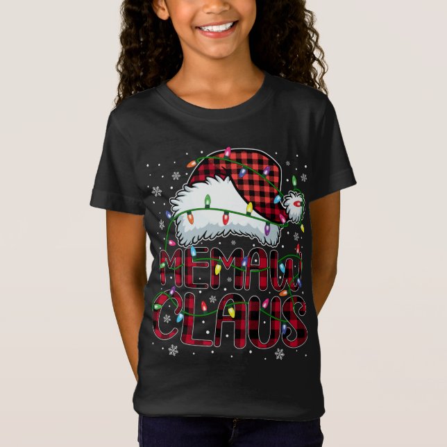 T-Shirt Joyeux Buffalo de Noël Plaid Red Santa Hat Memaw (Devant)