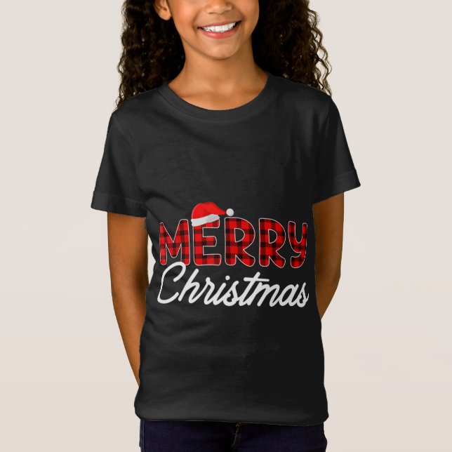 T-Shirt Joyeux Buffalo de Noël Plaid Rouge Noël Noël Noël  (Devant)