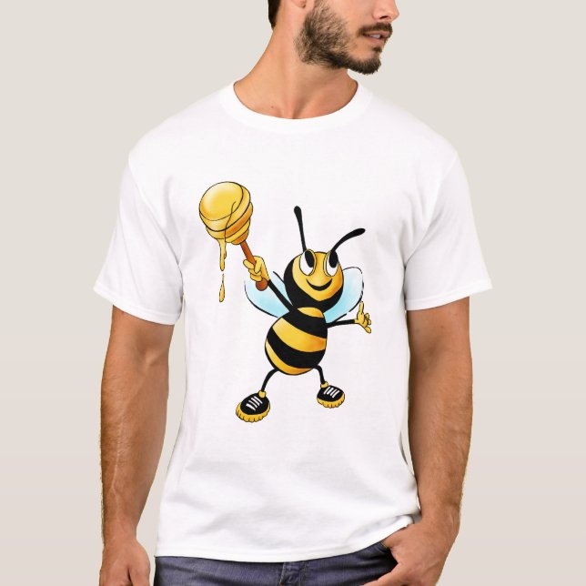 T-shirt Joyeux Bumble Bee avec un Scoop de miel (Devant)
