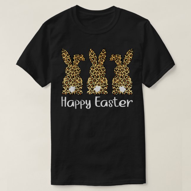 T-shirt Joyeux Bunnies Empreintes de léopard de Pâques  (Design devant)