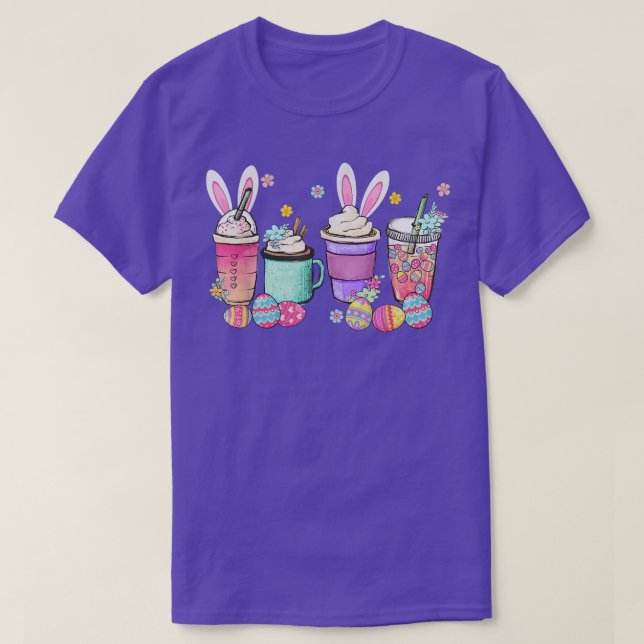 T-shirt Joyeux Bunny de Pâques de café ensemble Latte Oeuf (Design devant)