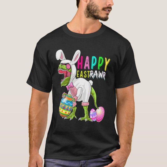 T-shirt Joyeux Bunny T Rex Dinosaur Easter 2022 Co (Devant)