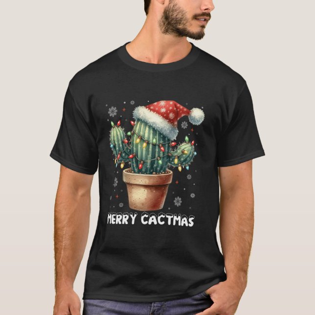 T-shirt Joyeux Cactmas Noël Cactus Santa Hat Xmas Arbre (Devant)