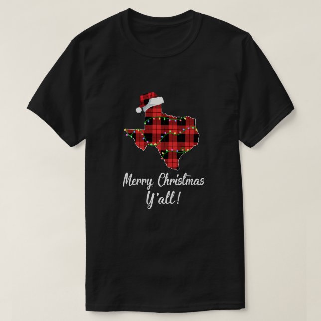 T-shirt Joyeux cadeau Christmas Y'all Texas State Red Plai (Design devant)