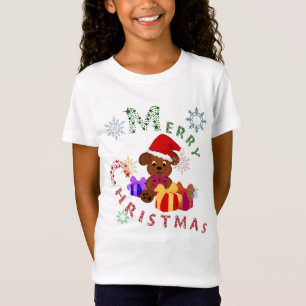 T-Shirt Joyeux cadeau de chiot de Noël et flocons de neige