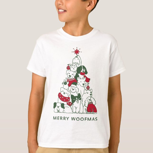T-shirt Joyeux cadeau de Noël de chien Woofmas pour Noël (Devant)