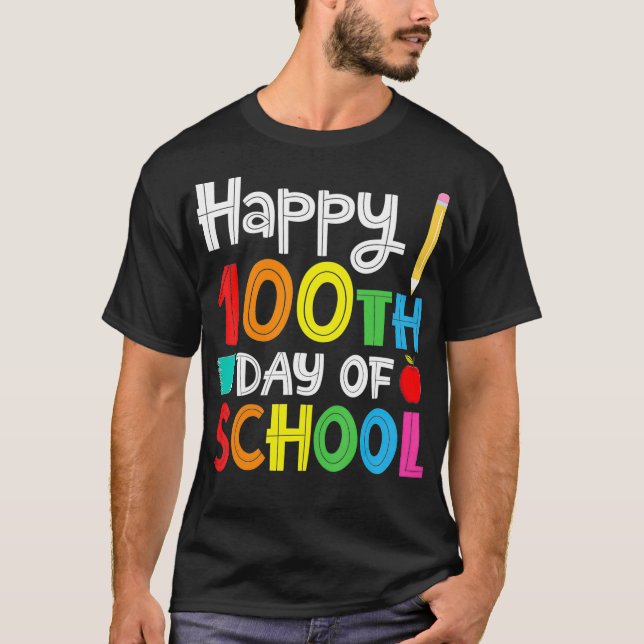 T-shirt Joyeux cadeau du 100e jour de l'enseignant de l'éc (Devant)