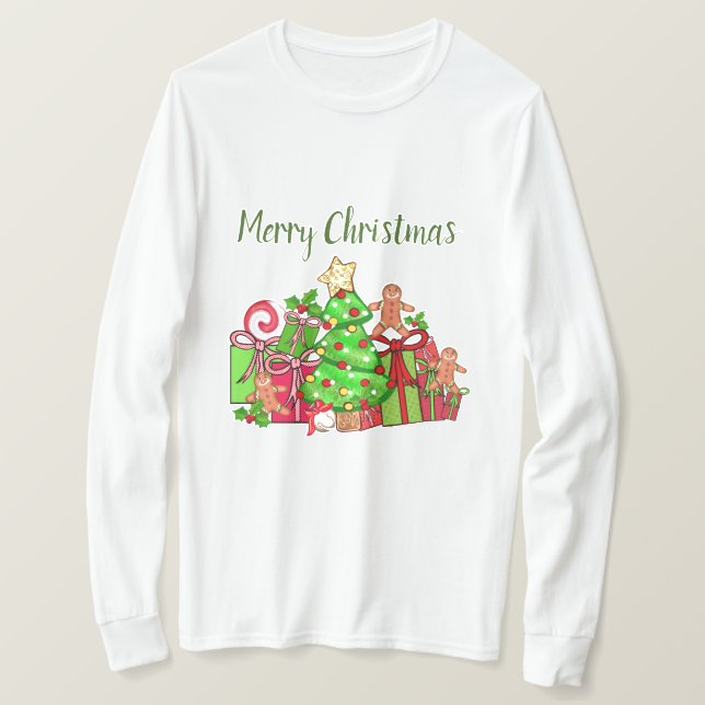 T-shirt Joyeux Cadeaux De Noël Autour De L'Arbre (Design devant)