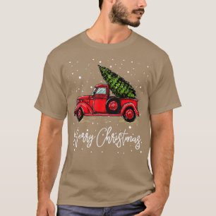 T-shirt Joyeux Camion de Noël Rouge avec arbre amusant Noë