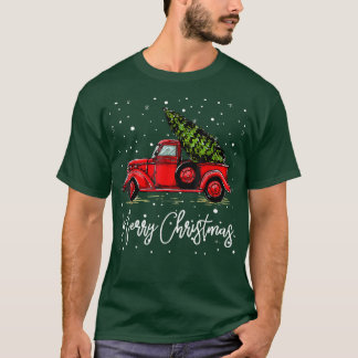 T-shirt Joyeux Camion de Noël Rouge avec arbre Noël Pajama